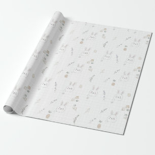 Papel De Presente Padrão Mínimo de Coelhinho da Páscoa Pastel de Pri