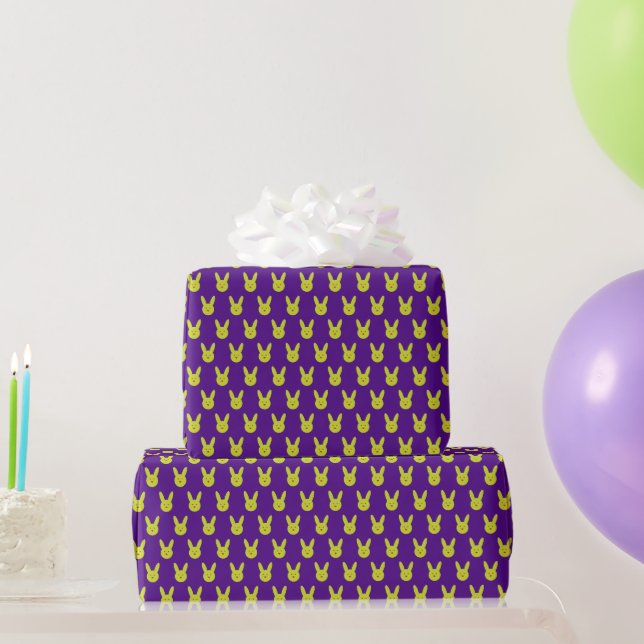 Papel De Presente Padrão Mínimo de Coelho (Presentes para festas)