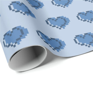Papel De Presente Padrão Mínimo de Coração em Pixel