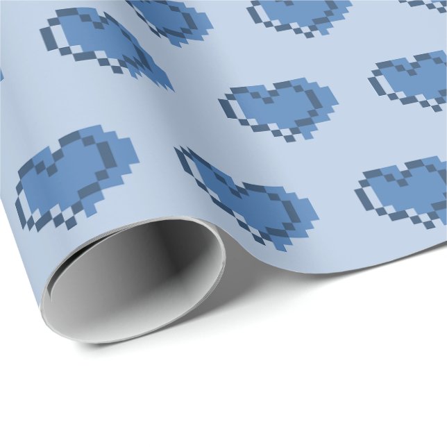 Papel De Presente Padrão Mínimo de Coração em Pixel (Ponta do rolo)
