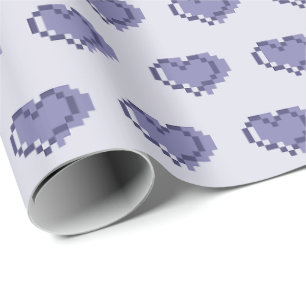 Papel De Presente Padrão Mínimo de Coração em Pixel