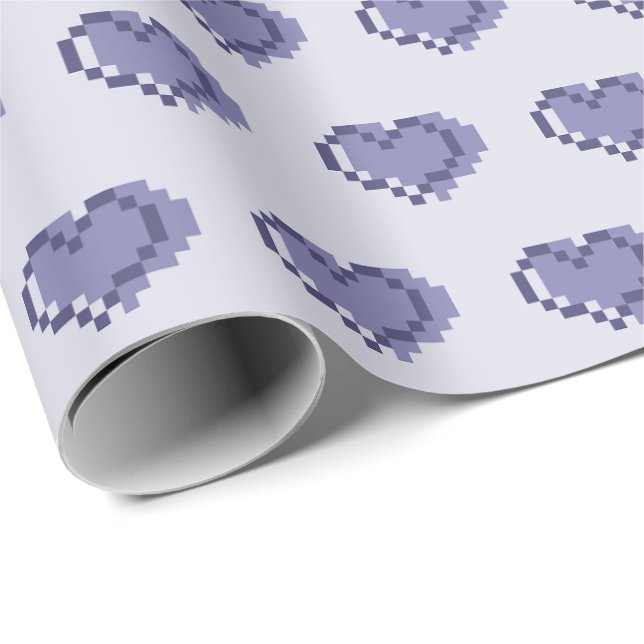 Papel De Presente Padrão Mínimo de Coração em Pixel (Ponta do rolo)