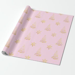 Papel De Presente Padrão mínimo de natal de folha de ouro rosa