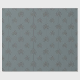 Papel De Presente Padrão Mínimo de Palmeira Azul Cinza Tropical