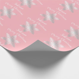 Papel De Presente Padrão mínimo elegante de floco de neve de Natal