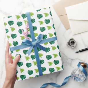 Papel De Presente Padrão mínimo moderno de folhas verdes de plantas