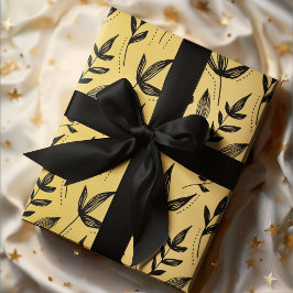 Papel De Presente Padrão mínimo preto e Dourado