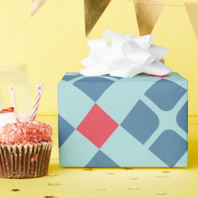 Papel De Presente Padrão Mínimo Vermelho Batik Preto (Festa de aniversário)