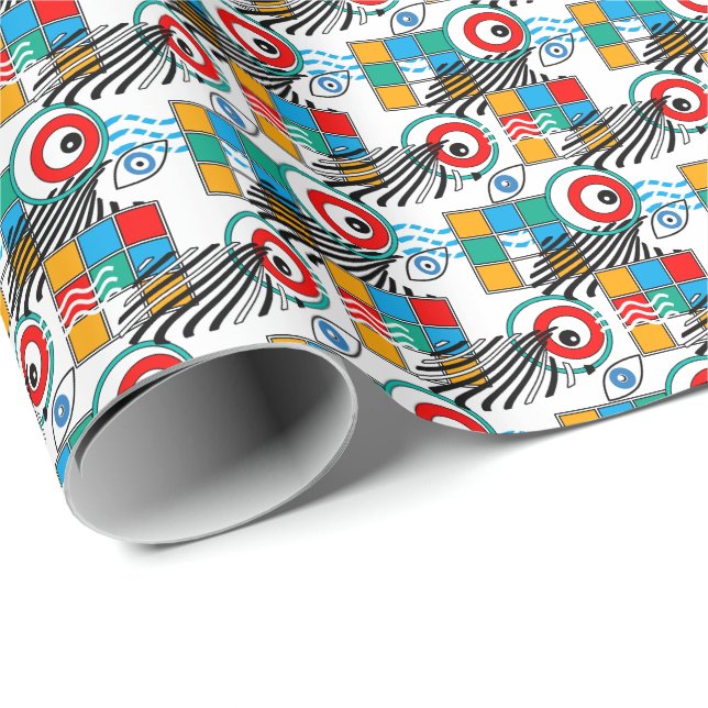 Papel De Presente Padrão moderno abstrato criativo multicolorido (Ponta do rolo)