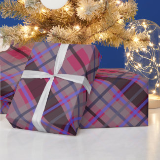 Papel De Presente Padrão Moderno Camelo Preto Xadrez Azul