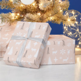 Papel De Presente Padrão Moderno da Floresta Branca de Veados