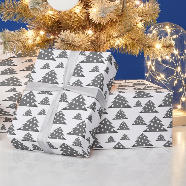 Papel De Presente Padrão Moderno de Árvore de Natal Feriado (Feriados)