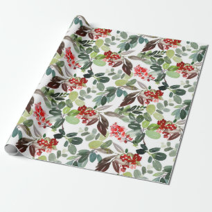 Papel De Presente Padrão Moderno de Azevinho de Natal