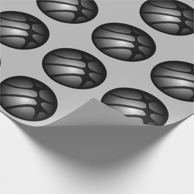 Papel De Presente Padrão moderno de esportes de basquete de prata ne (Ponta)