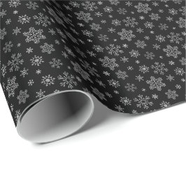 Papel De Presente Padrão moderno de floco de neve preto e branco