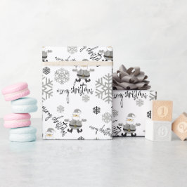 Papel De Presente Padrão Moderno de Flocos de Neve em Pied-de-Poule