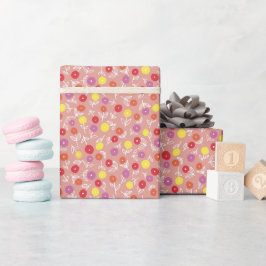 Papel De Presente Padrão moderno de flores de pêssego para chá de be