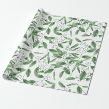 Padrão Moderno de Folhas de Água Eucalipto Verde