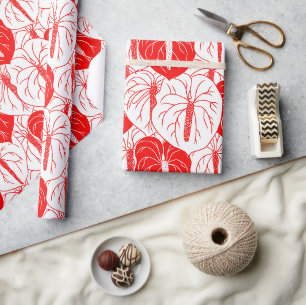 Papel De Presente Padrão moderno de impressão de Anthurium havaiano
