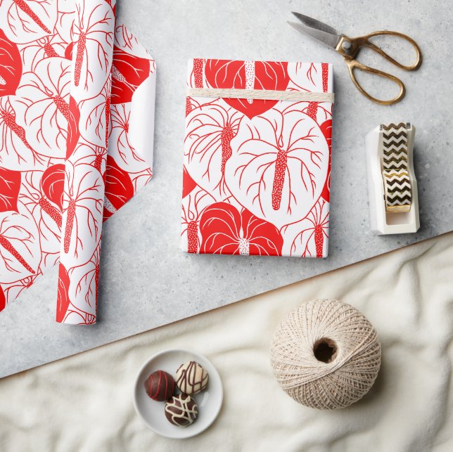 Papel De Presente Padrão moderno de impressão de Anthurium havaiano (Artesanato)