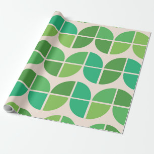 Papel De Presente Padrão Moderno de Meados do Século com verde geomé