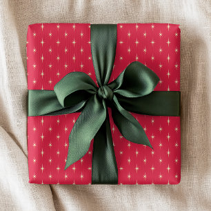 Papel De Presente Padrão Moderno de Natal com Estrela Vermelha