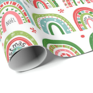 Papel De Presente Padrão Moderno de Natal Festivo Arco-íris