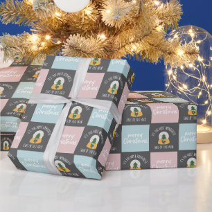 Papel De Presente Padrão moderno de Natal rosa e azul