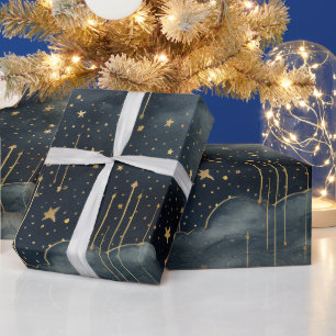 Papel De Presente Padrão Moderno de Noite Estrelada Sem Olhos