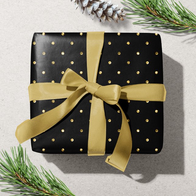 Papel De Presente Padrão moderno de pontos de ouro para o Natal (Modern gold dot pattern Christmas Holiday Wrapping Paper)