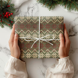 Papel De Presente Padrão moderno de Snowflake de fazenda