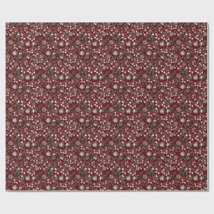 Papel De Presente Padrão Moderno de Vermelho de Natal de Frutas de V
