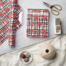 Padrão Moderno do Coração Vermelho de Tartan