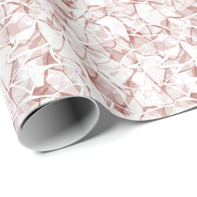 Papel De Presente padrão moderno elegante abstrato bege branco    (Ponta do rolo)