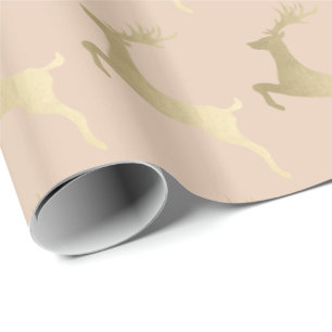 Papel De Presente Padrão Moderno Elegante de Reindeer de Natal Dour