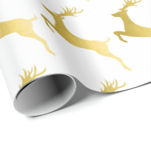 Papel De Presente Padrão Moderno Elegante de Reindeer de Natal Dour