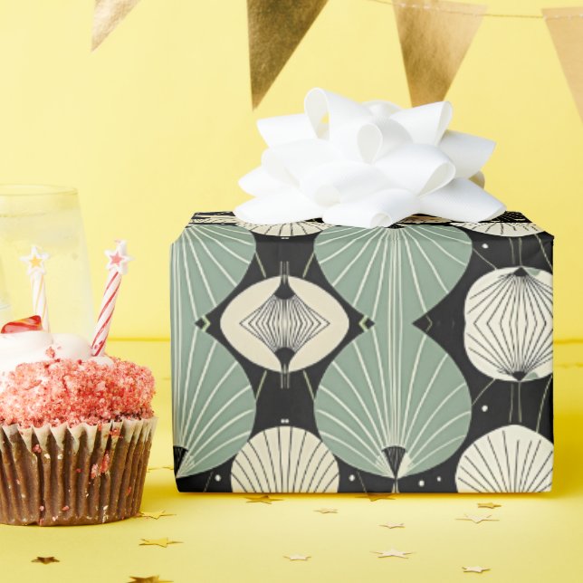 Papel De Presente Padrão Moderno Geométrico da Idade Atômica Retroat (Festa de aniversário)