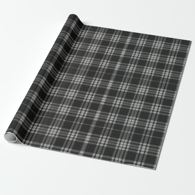 Papel De Presente Padrão Moderno Neutro de Gingham Check Tartan (Desenrolado)