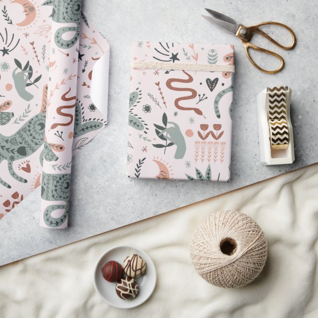 Papel De Presente Padrão moderno para presente rosa de aniversário (Artesanato)