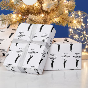 Papel De Presente Padrão Moderno Preto do Nome da Festa de aniversár