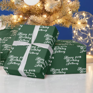 Papel De Presente Padrão Moderno Verde do Nome da Festa de aniversár