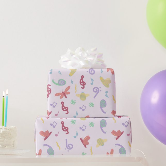 Papel De Presente padrão musical infantil (Presentes para festas)