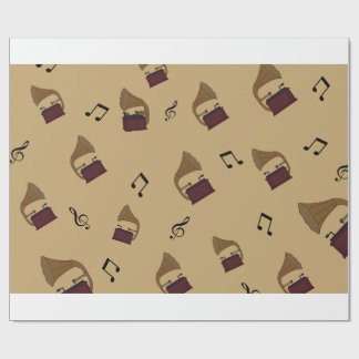 Papel De Presente Padrão Musical Vintage Melody Gramophone