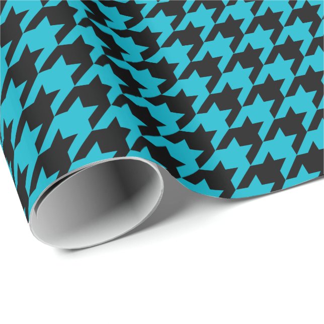 Papel De Presente Padrão na moda Black Custom Houndstooth (Ponta do rolo)