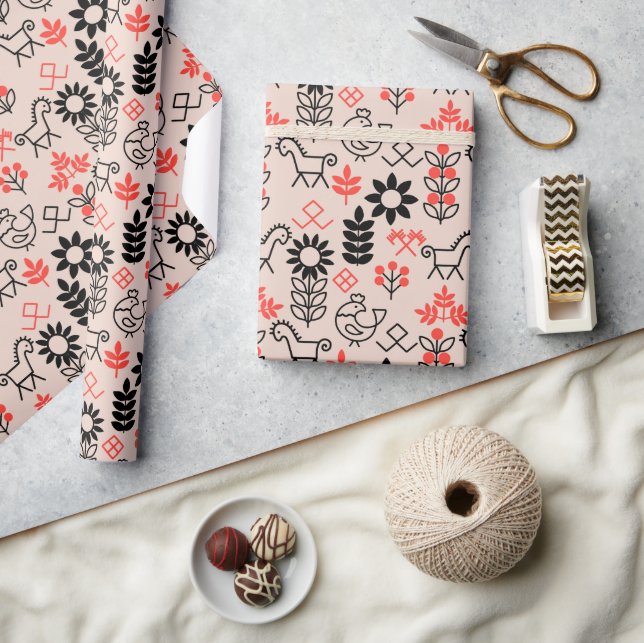 Papel De Presente Padrão nacional estilo ucraniano (Artesanato)