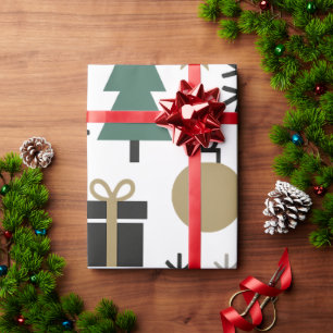 Papel De Presente Padrão natalício festivo