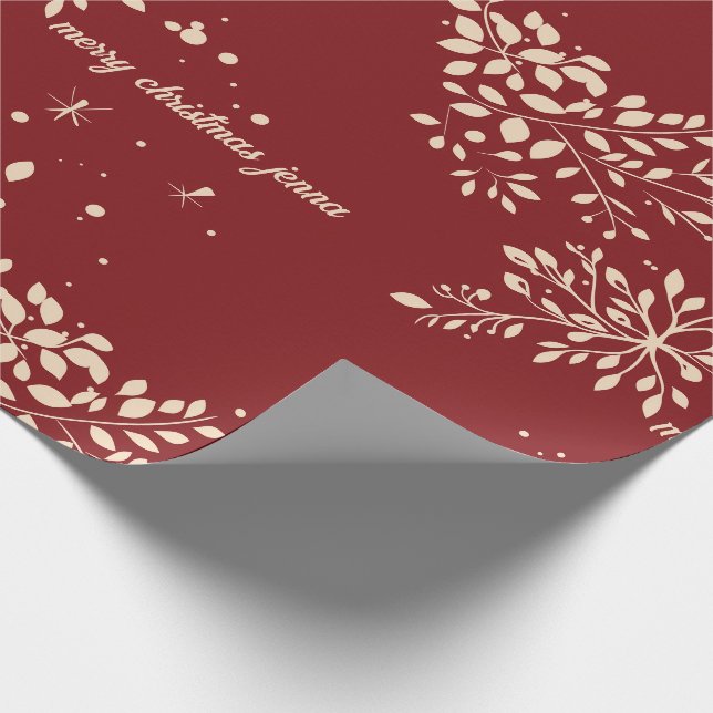 Papel De Presente Padrão Natalino Floral Vermelho (Ponta)