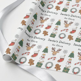 Papel De Presente Padrão Natalino Infantil Festivo Vermelho Verde Fo