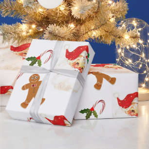 Papel De Presente Padrão Natalino Vintage Retro Papai Noel