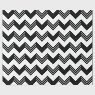 Papel De Presente Padrão Negra Moderna, Cinza, Zigzag Branco Chevron